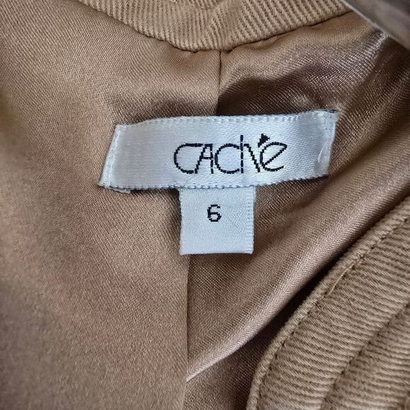 CACHE Women's Vintage Moto Jacket Zip Up Size 6 Beige Y2K - Picture 10 of 10